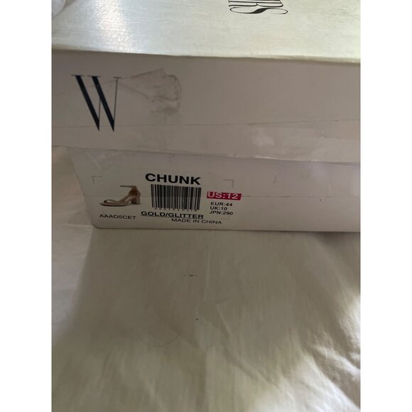 Gold Glitter Chunky Heel Sandals With Ankle Strap Womens Size 12 - Picture 2 of 7